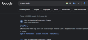 Now you have to search by typing DMACC Login. (You can easily log in by clicking on DMACC Login.)